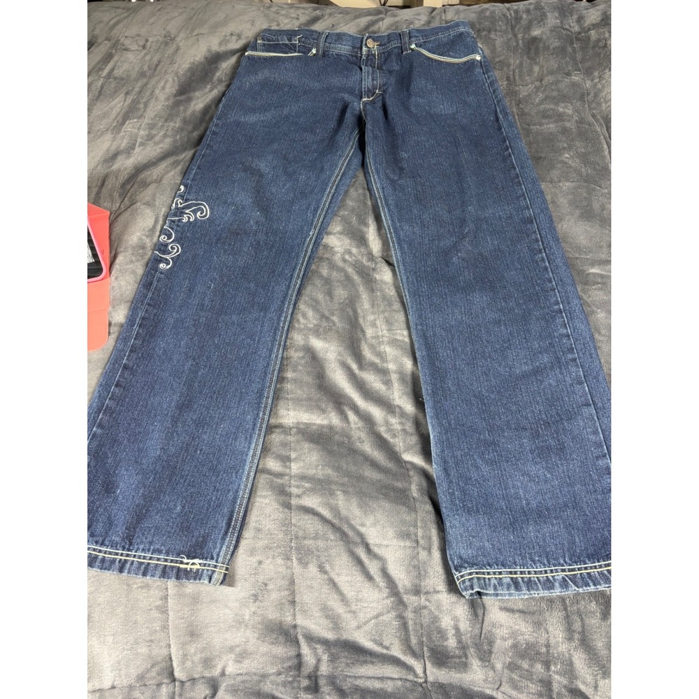 Artful Dodger Mens Jeans Size 38 Blue Embroidered Pocket Detail‎ Relaxed Fit
